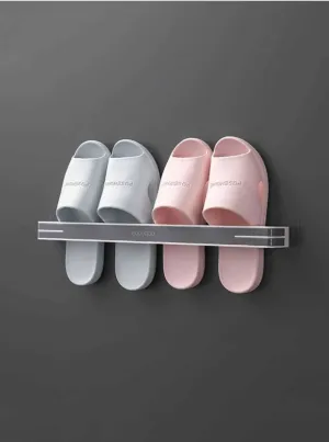 COSKIRA Shoe Rack Slipper Holder Wall-Mounted Bathroom Punch-Free Bathroom 2-Pair Shoe Hanger Organizer Hanger Shoe Rack Towel Rack Can Save Space, Home Kitchen Supplies Storage Organizer-Grey