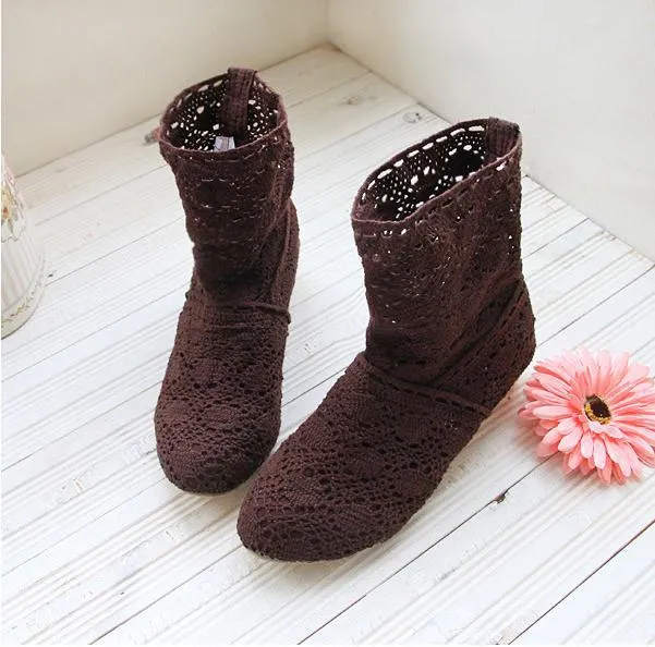 crochet summer boots bootie in 2017 with the new shoes, lace openwork crochet boots, Plus size , hollow fashion women boots