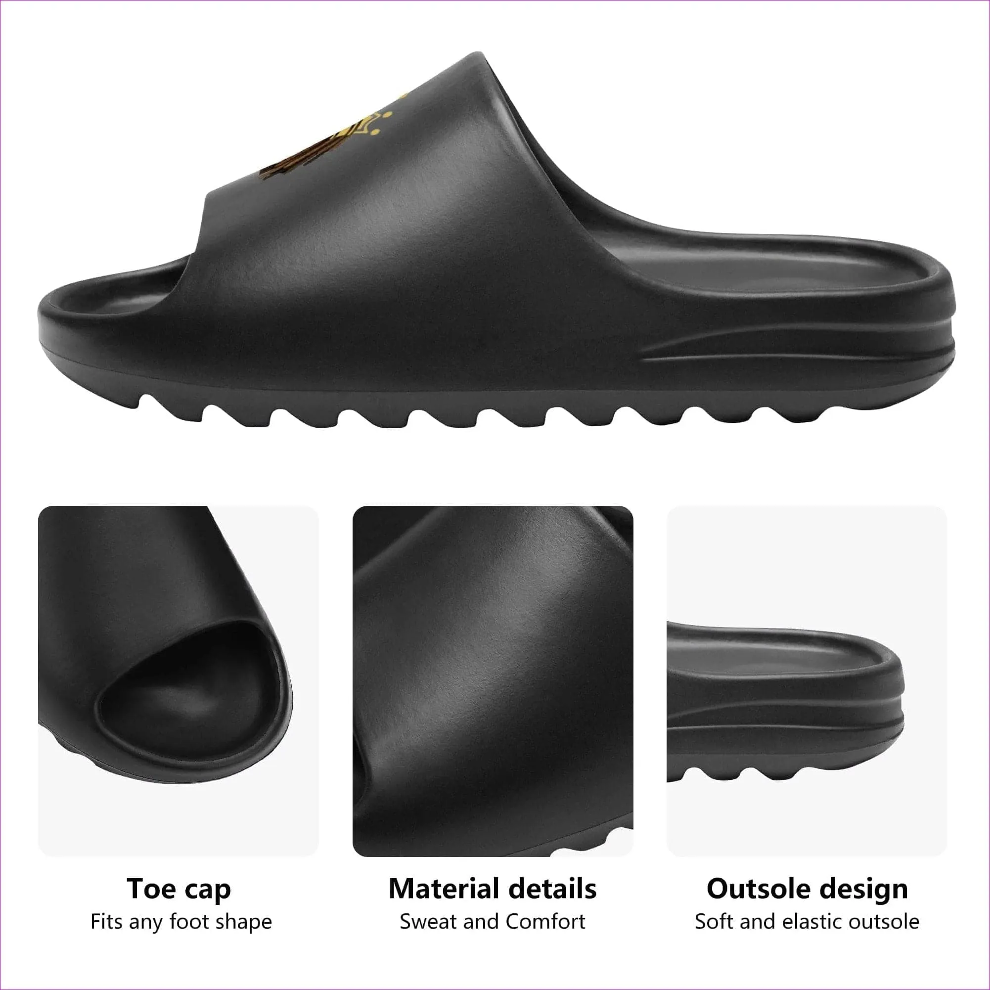 Crowned Dreadz Men's Black Chunky Summer Slides