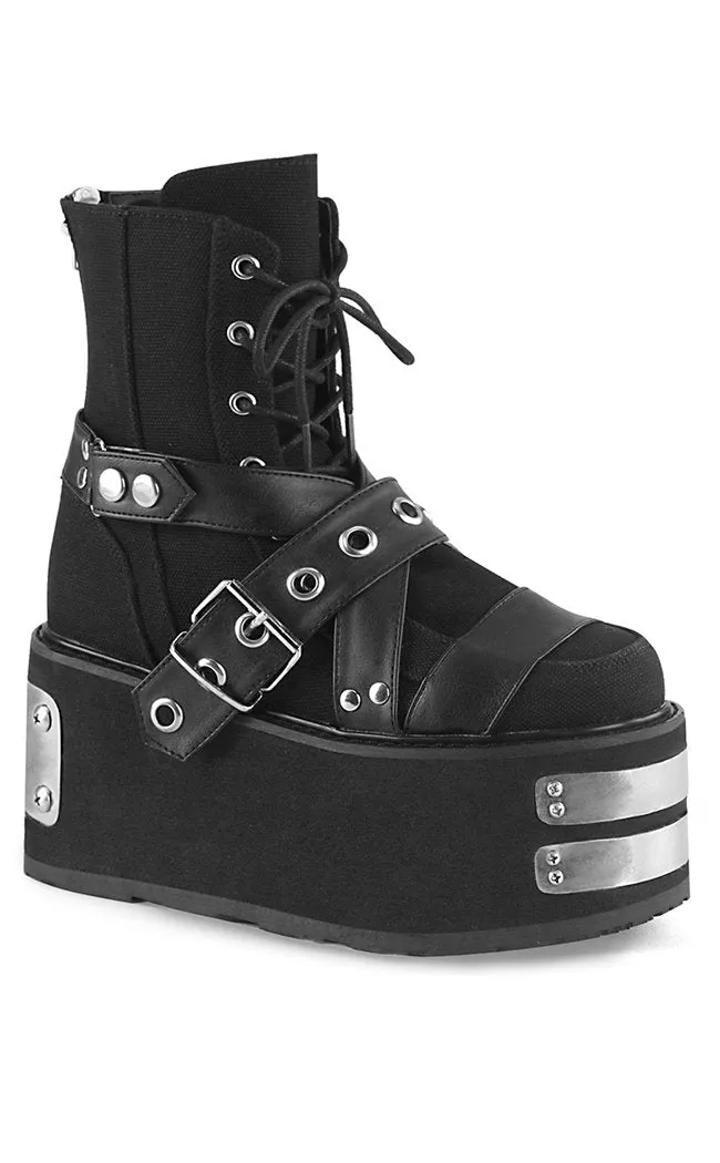 DAMNED-116 Black Canvas Boots