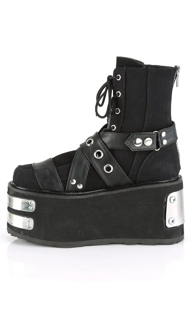 DAMNED-116 Black Canvas Boots