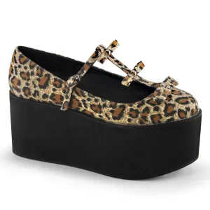 Demonia CLICK-08 | Leopard Canvas Platform Shoes