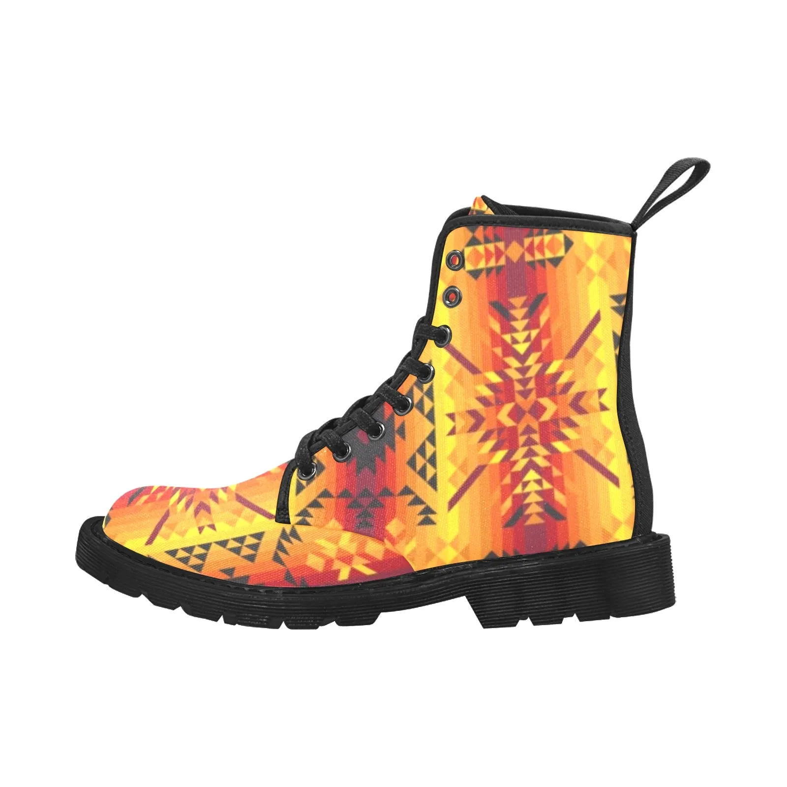 Desert Geo Yellow Red Boots for Men (Black)