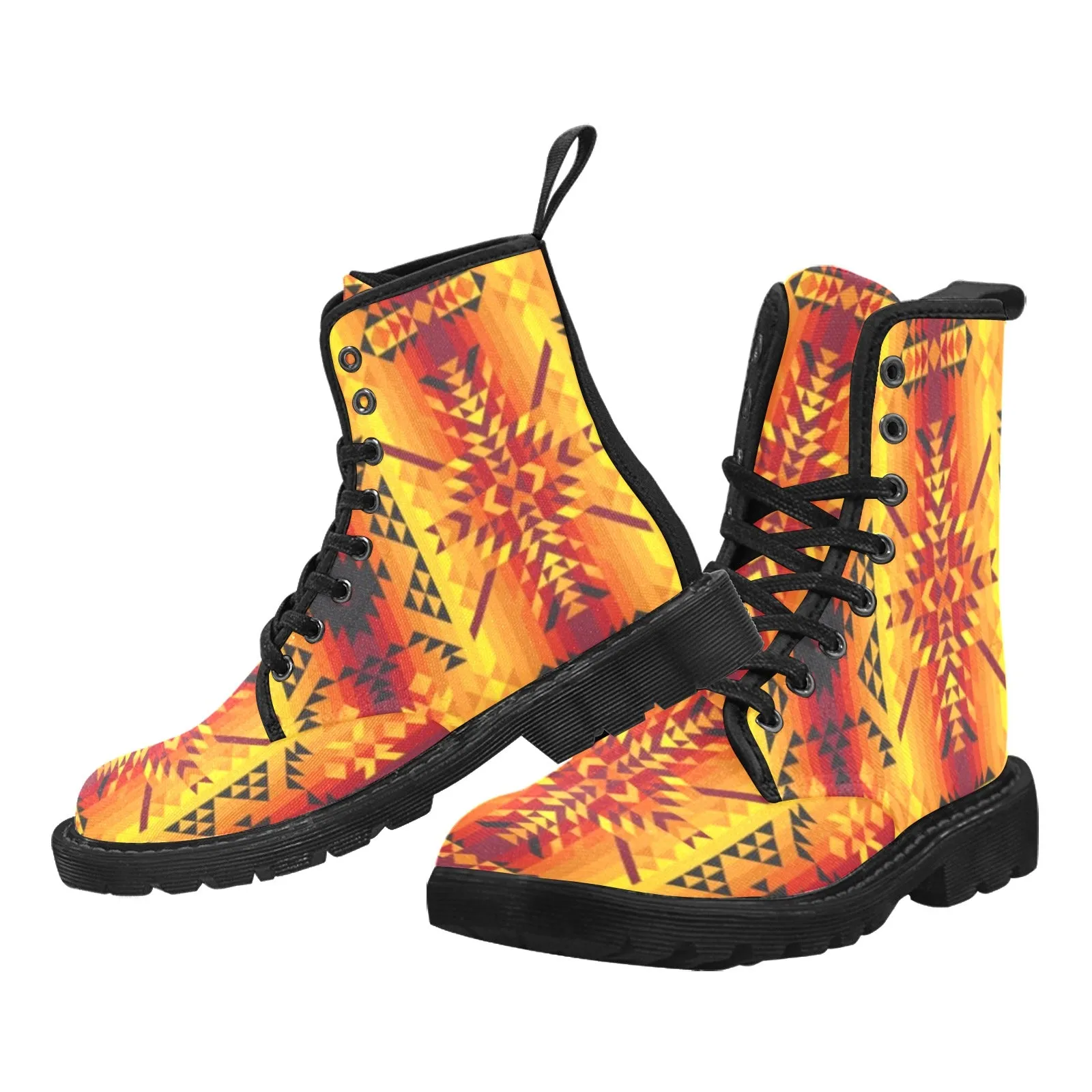 Desert Geo Yellow Red Boots for Men (Black)