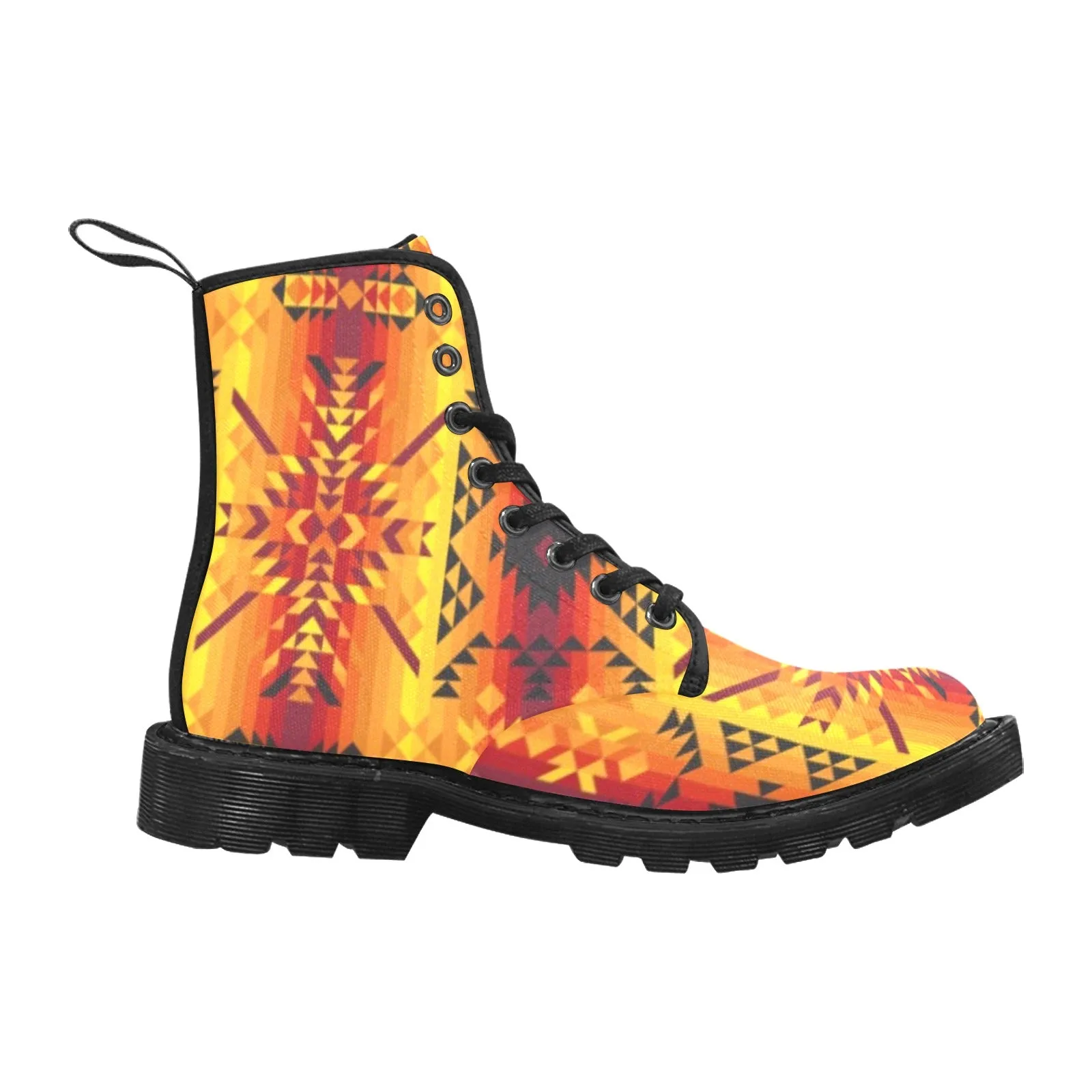 Desert Geo Yellow Red Boots for Men (Black)