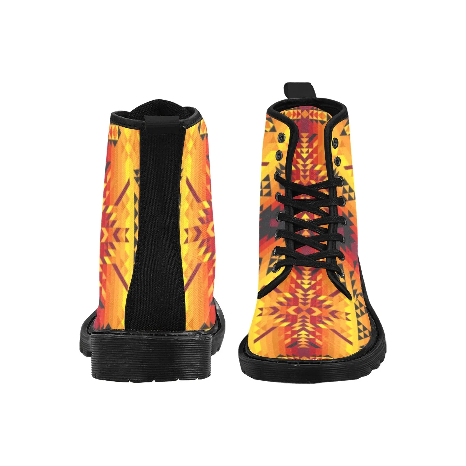 Desert Geo Yellow Red Boots for Men (Black)