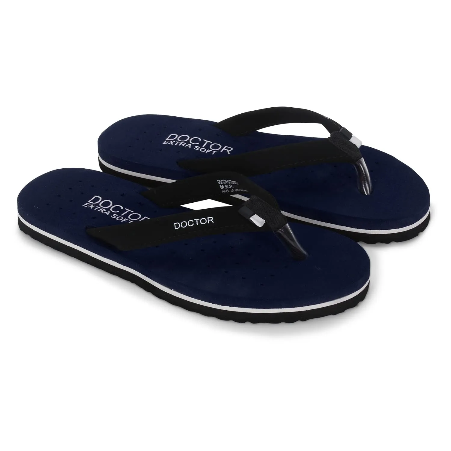 DOCTOR EXTRA SOFT House Slipper for Women's Care Dr Orthopaedic Super Comfort Fitting Flat Cushion Chappal Flip-Flop for Ladies and Girl’s OR-D-19-NAVY-7 UK