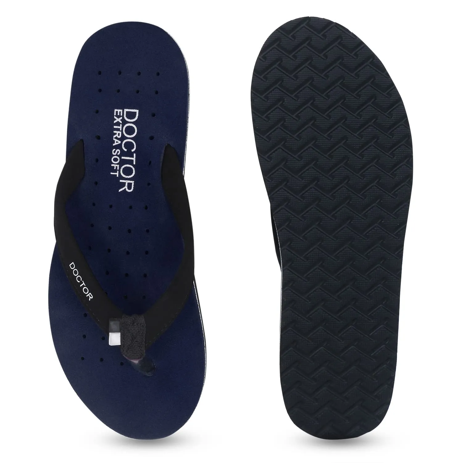 DOCTOR EXTRA SOFT House Slipper for Women's Care Dr Orthopaedic Super Comfort Fitting Flat Cushion Chappal Flip-Flop for Ladies and Girl’s OR-D-19-NAVY-7 UK