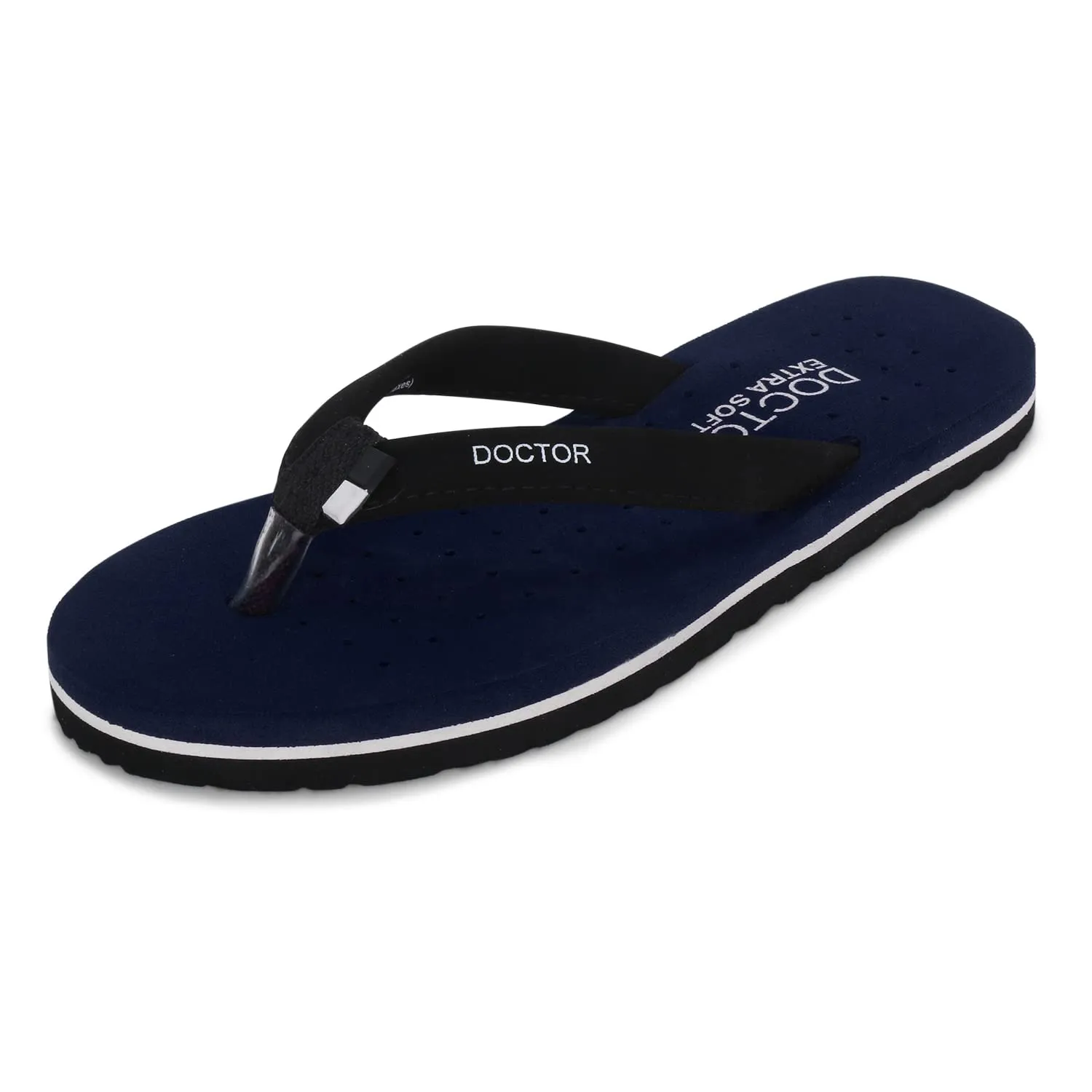 DOCTOR EXTRA SOFT House Slipper for Women's Care Dr Orthopaedic Super Comfort Fitting Flat Cushion Chappal Flip-Flop for Ladies and Girl’s OR-D-19-NAVY-7 UK