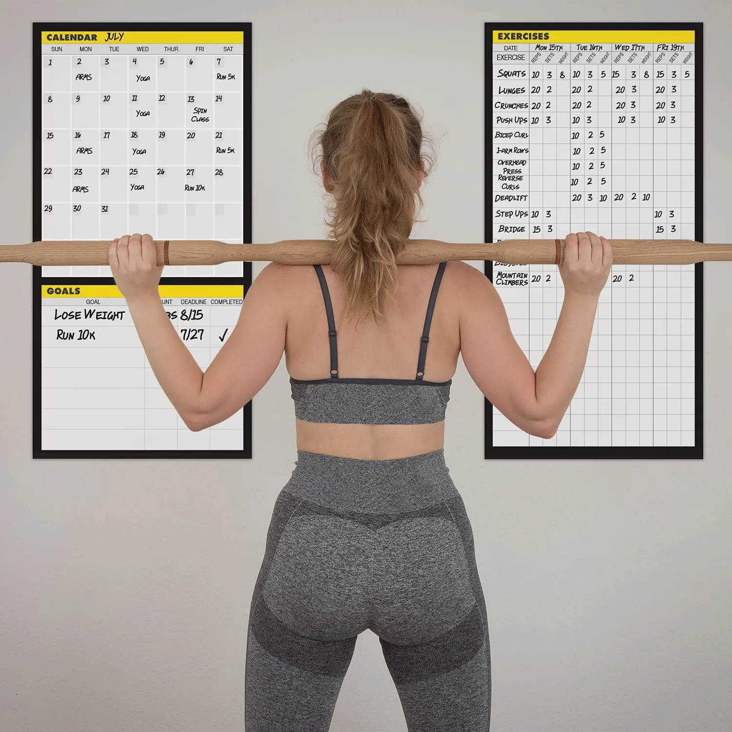 Dry Erase Workout Calendar Poster - Fitness Calendar, Workout Planner, To-Do List