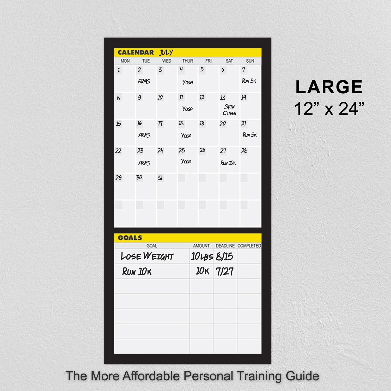 Dry Erase Workout Calendar Poster - Fitness Calendar, Workout Planner, To-Do List