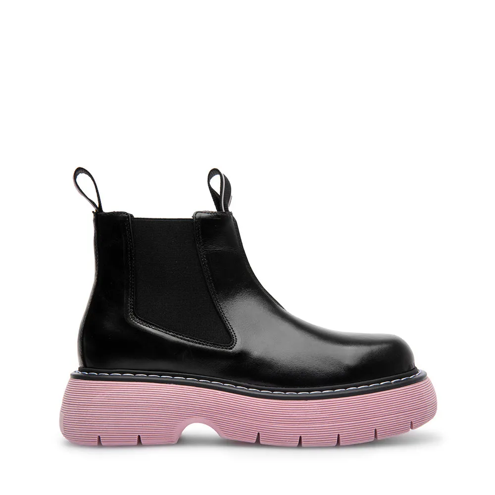 Ella Black Pink Leather Chelsea Boots