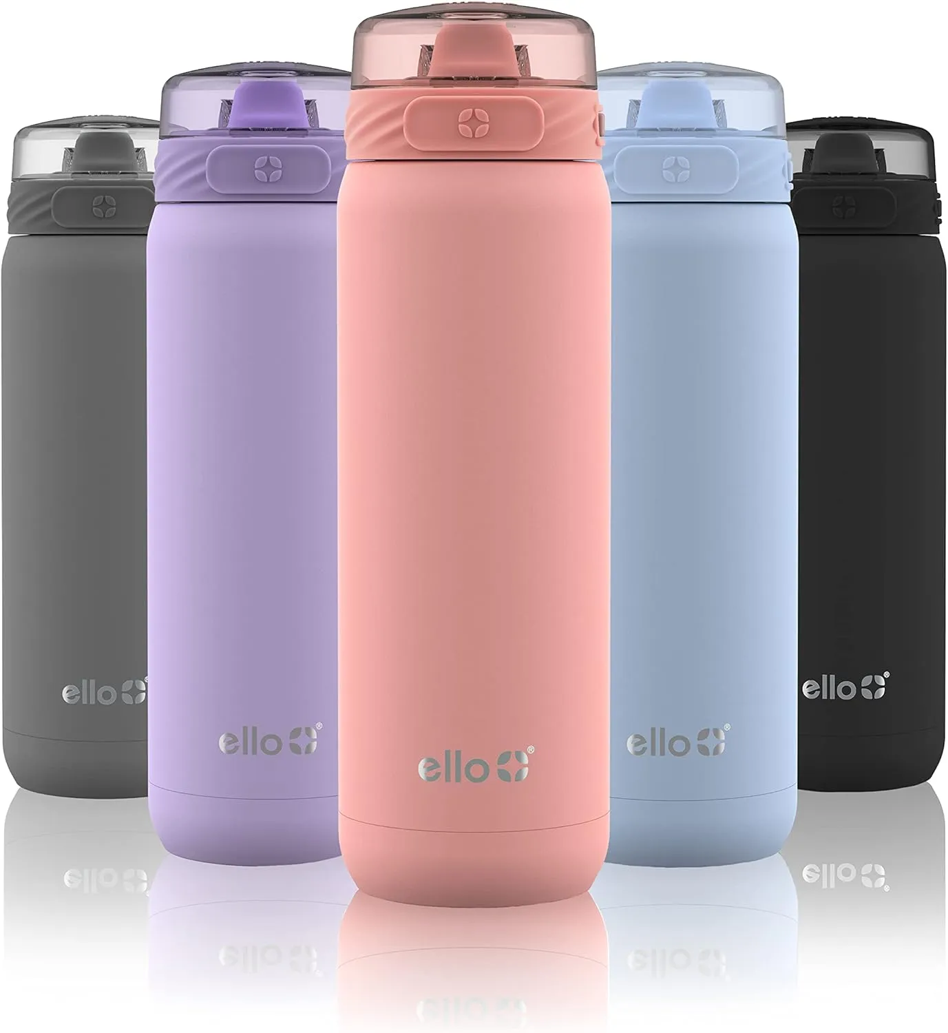 Ello stainless steel water bottle with straw leakproof and reusable