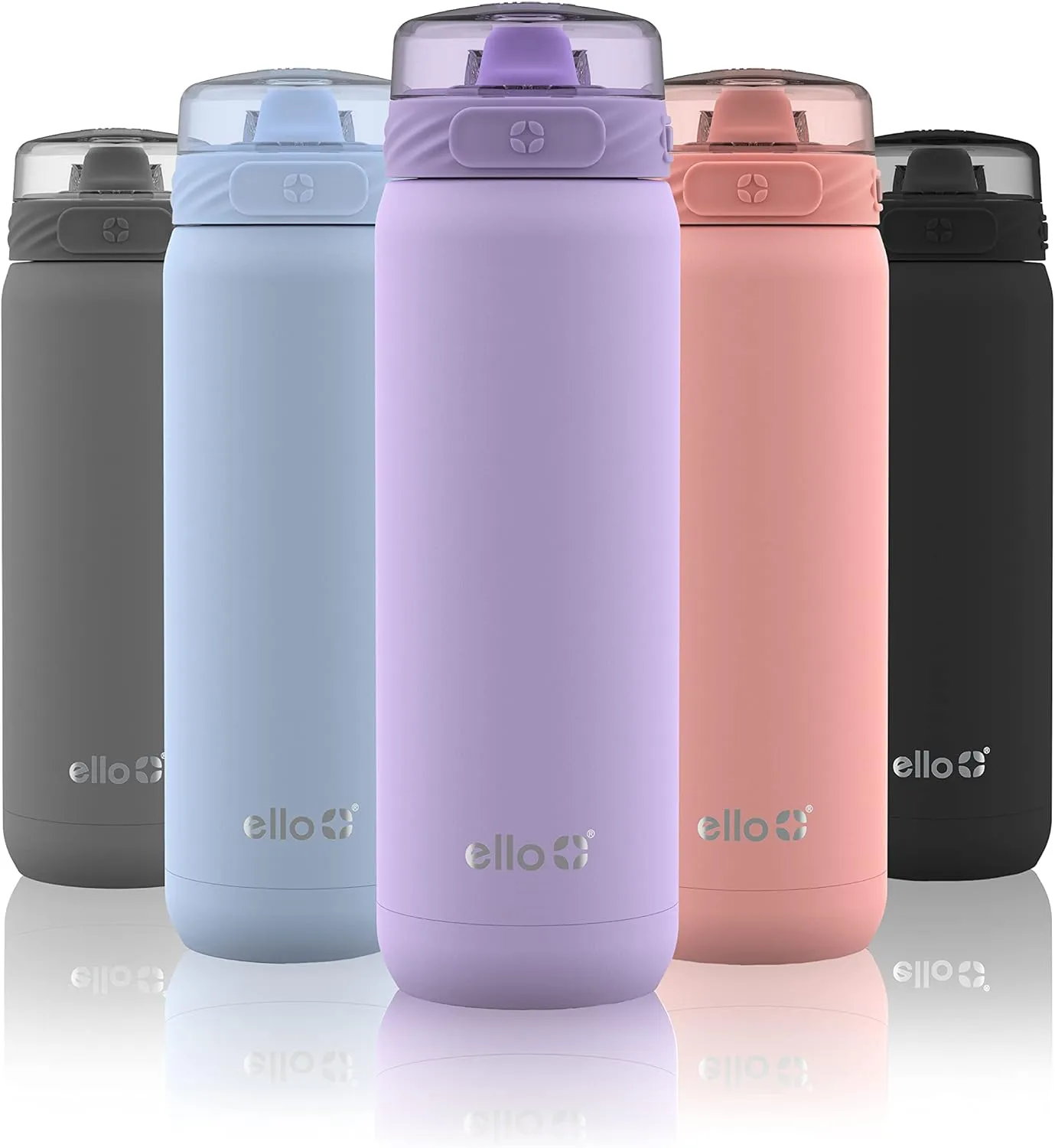 Ello stainless steel water bottle with straw leakproof and reusable