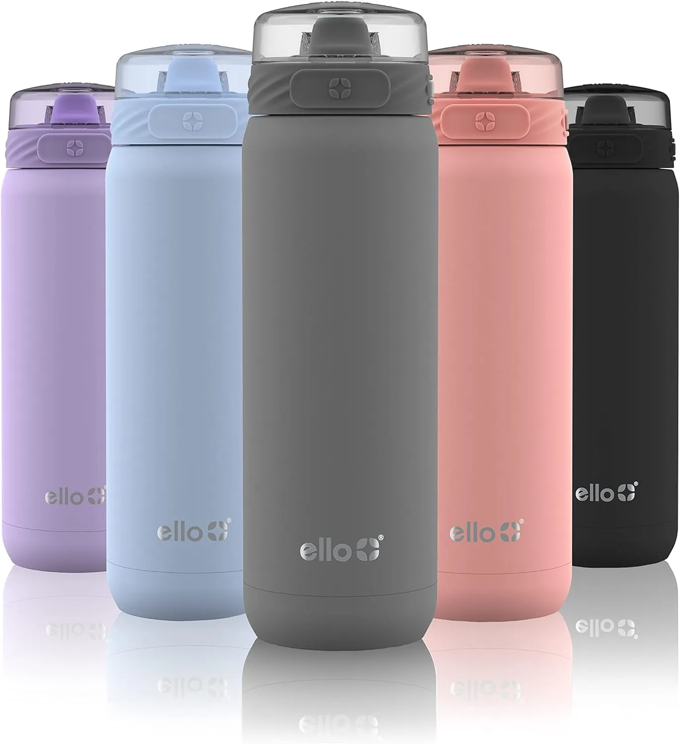 Ello stainless steel water bottle with straw leakproof and reusable