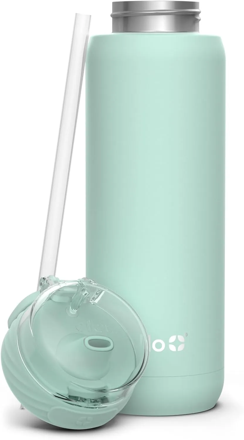 Ello stainless steel water bottle with straw leakproof and reusable