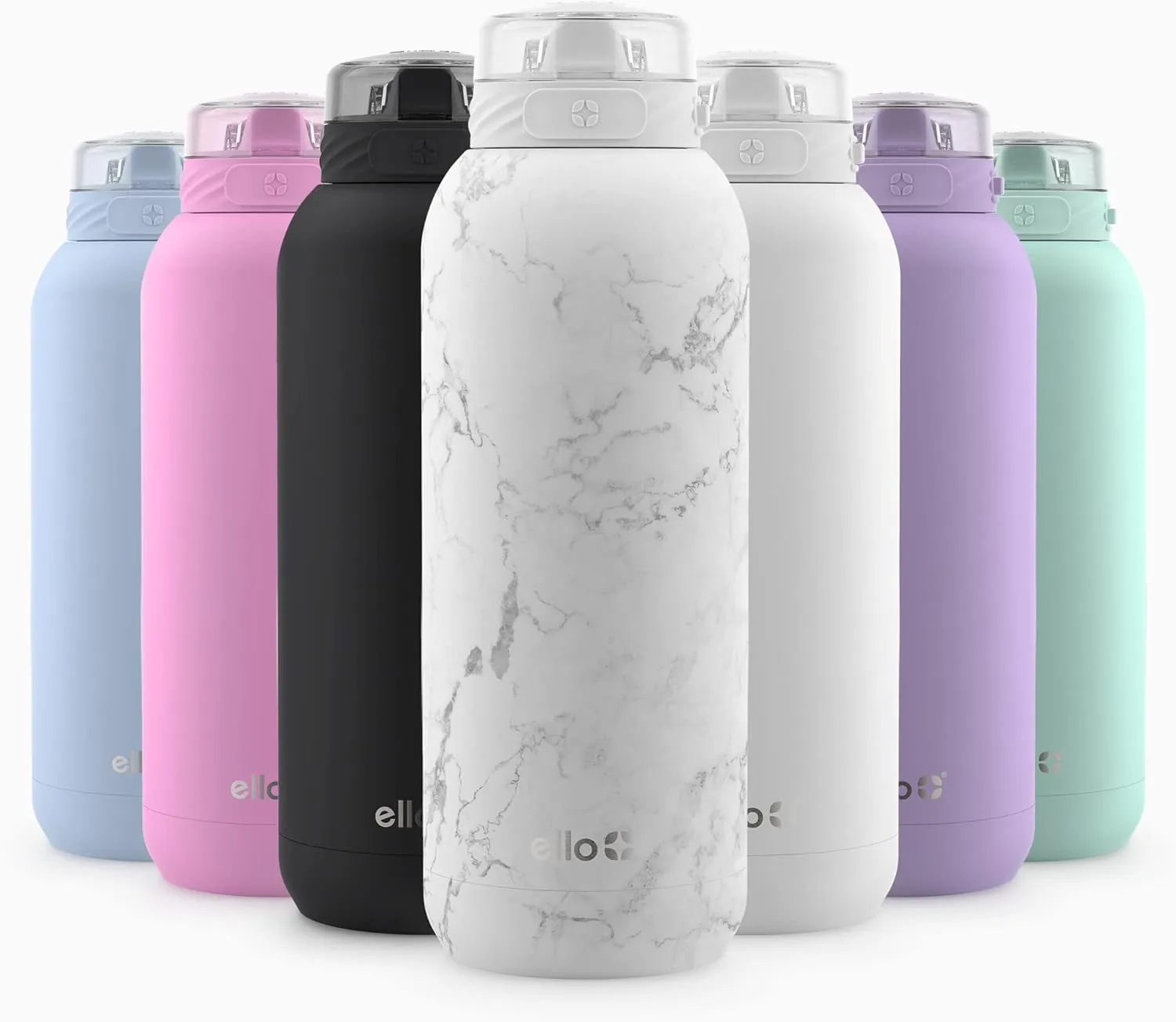 Ello stainless steel water bottle with straw leakproof and reusable