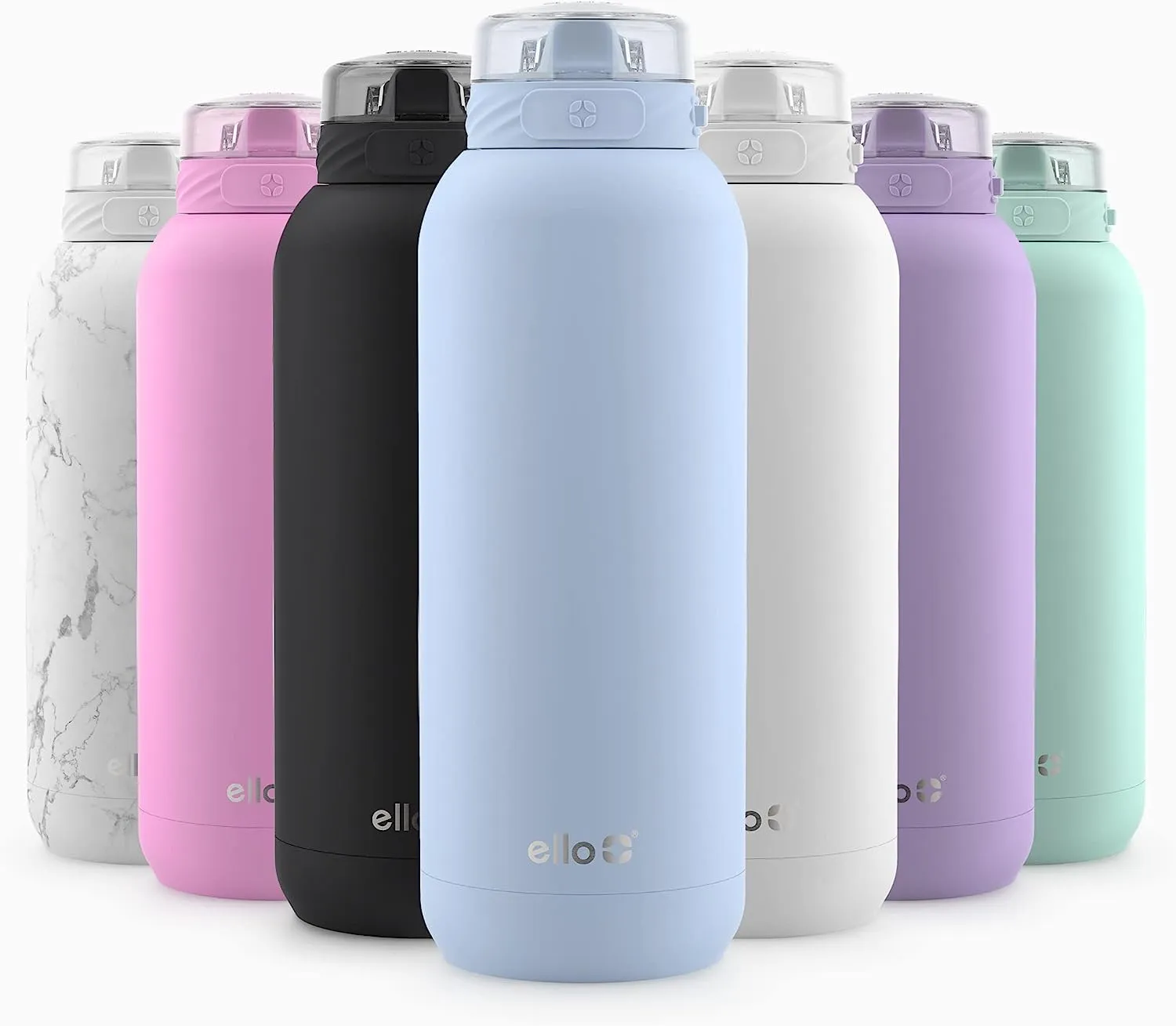 Ello stainless steel water bottle with straw leakproof and reusable