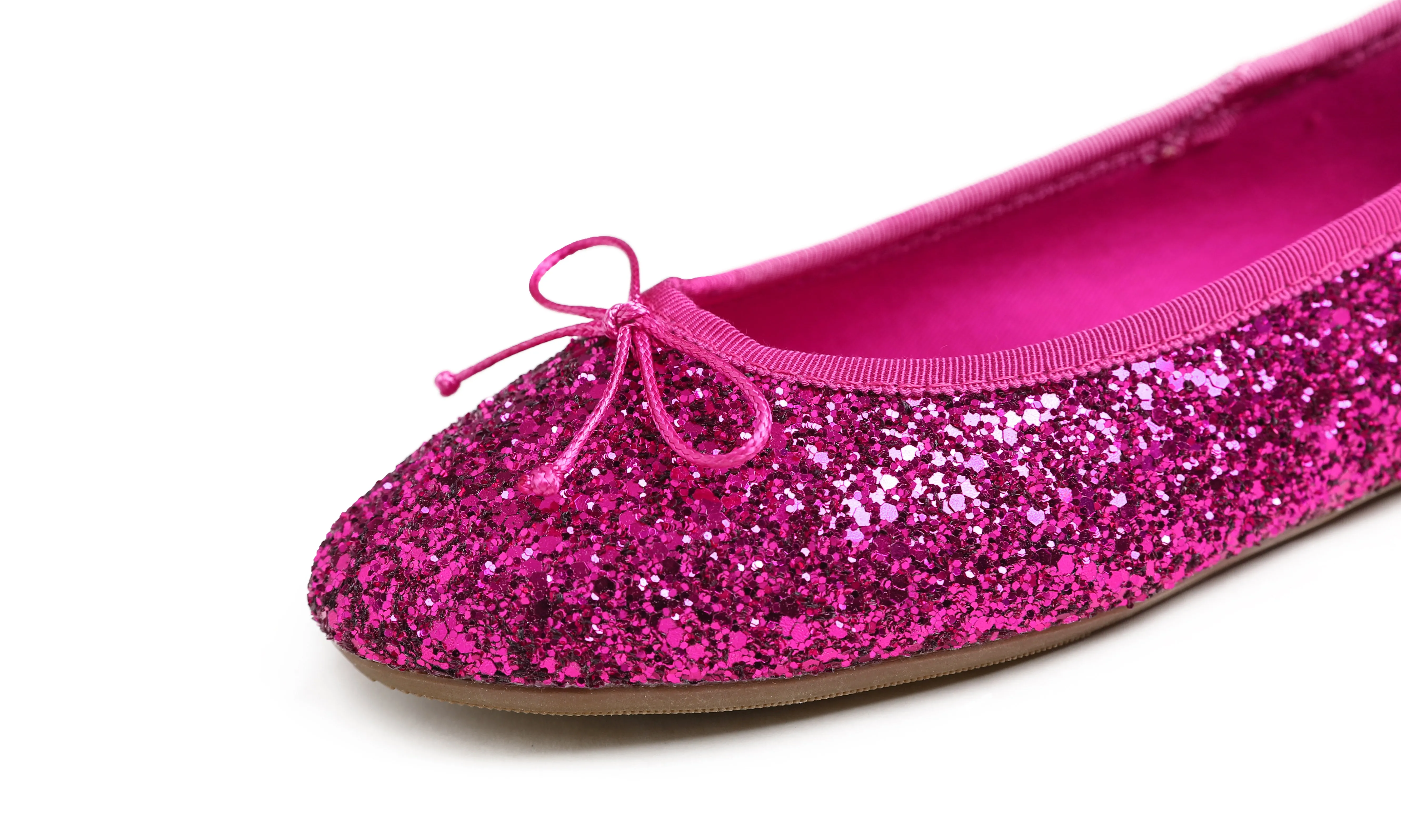 Feversole Women's Macaroon Glitter Hot Fuchsia Memory Foam Cushion Insock Ballet Flat