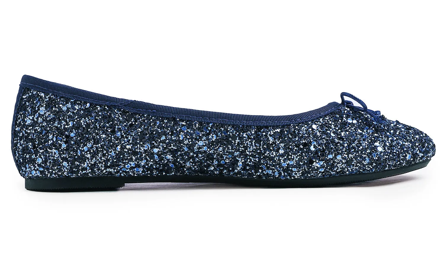 Feversole Women's Macaroon Glitter Night Blue Memory Foam Cushion Insock Ballet Flat