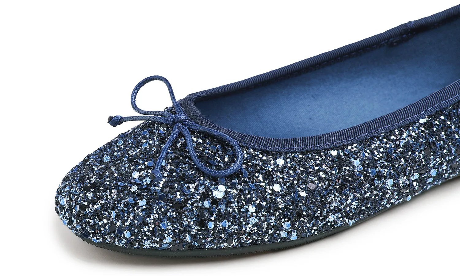 Feversole Women's Macaroon Glitter Night Blue Memory Foam Cushion Insock Ballet Flat