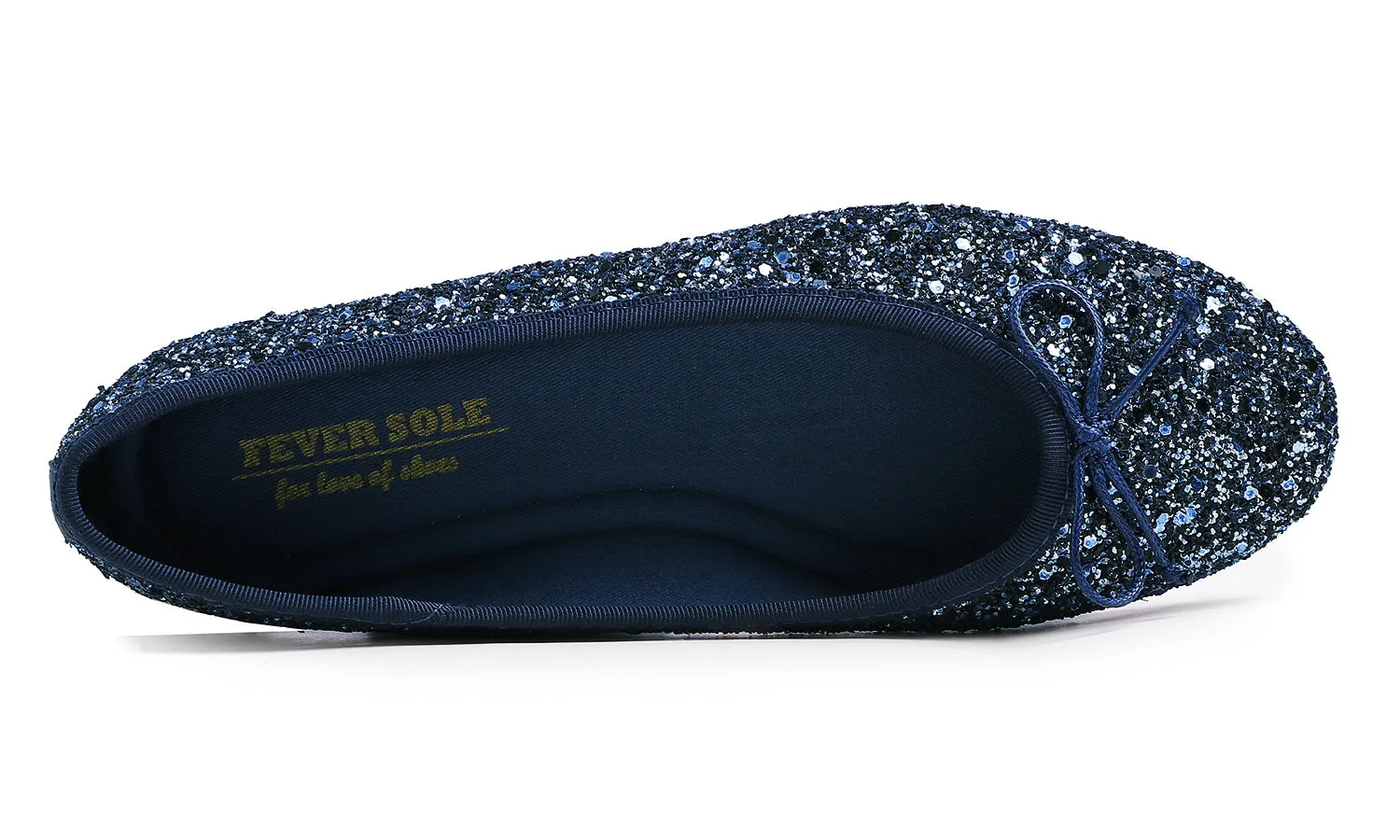 Feversole Women's Macaroon Glitter Night Blue Memory Foam Cushion Insock Ballet Flat