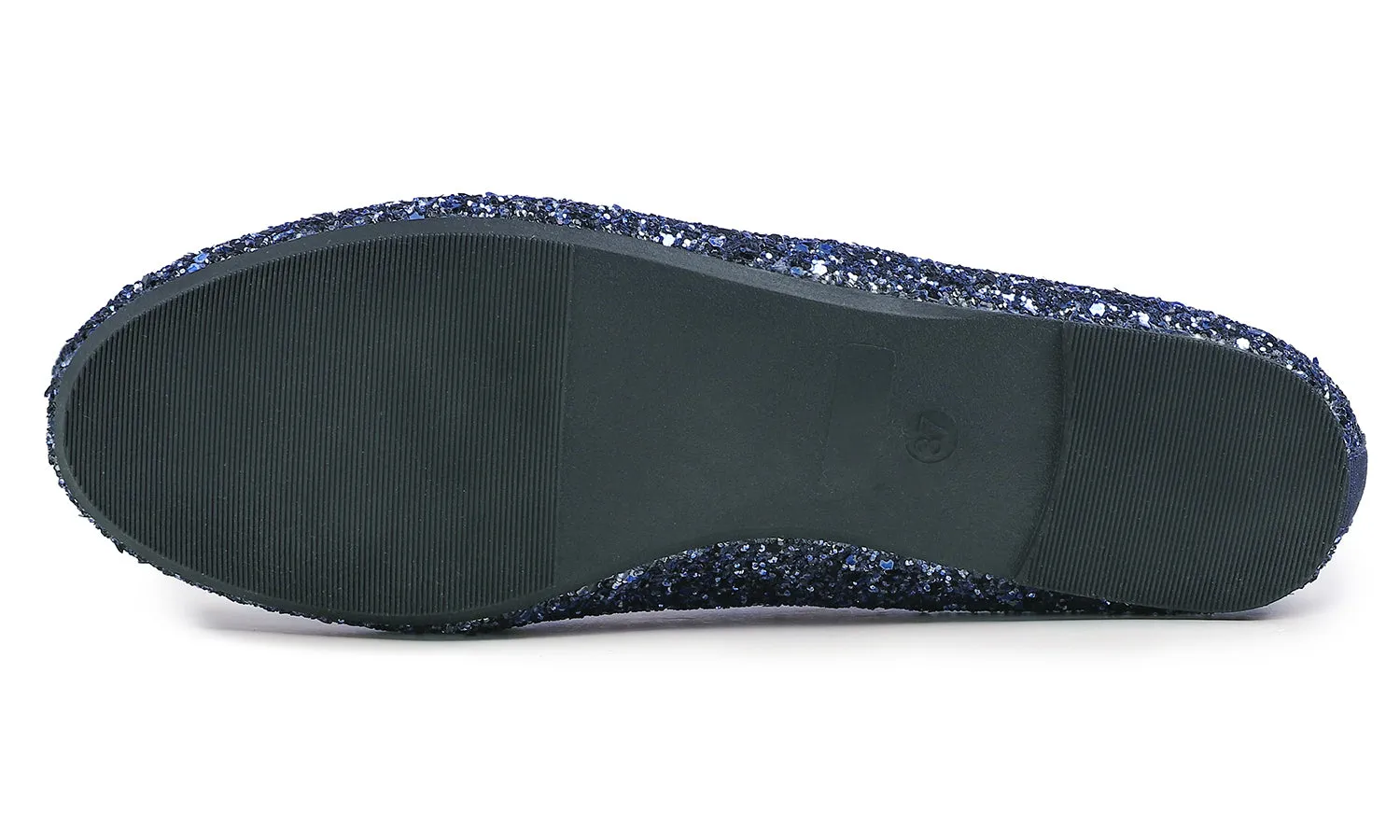 Feversole Women's Macaroon Glitter Night Blue Memory Foam Cushion Insock Ballet Flat