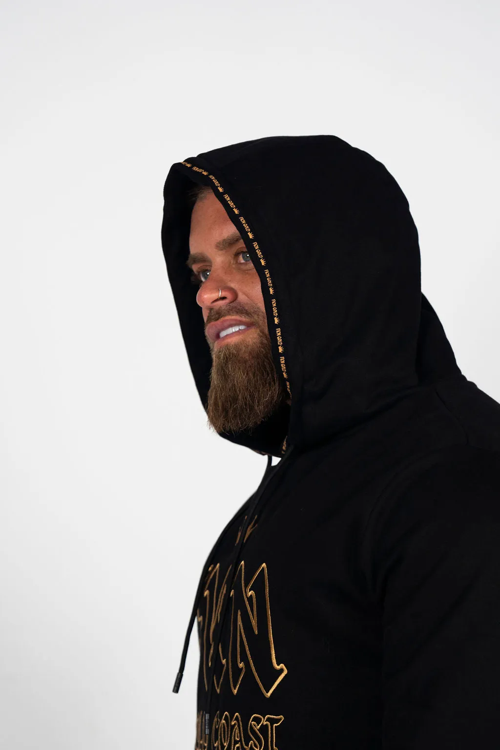 FKN GOLD | Men's Gym Hoodie | Black & Gold