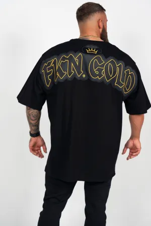 FKN GOLD | Men's Oversized Pump Cover Gym T-Shirt | Black & Gold