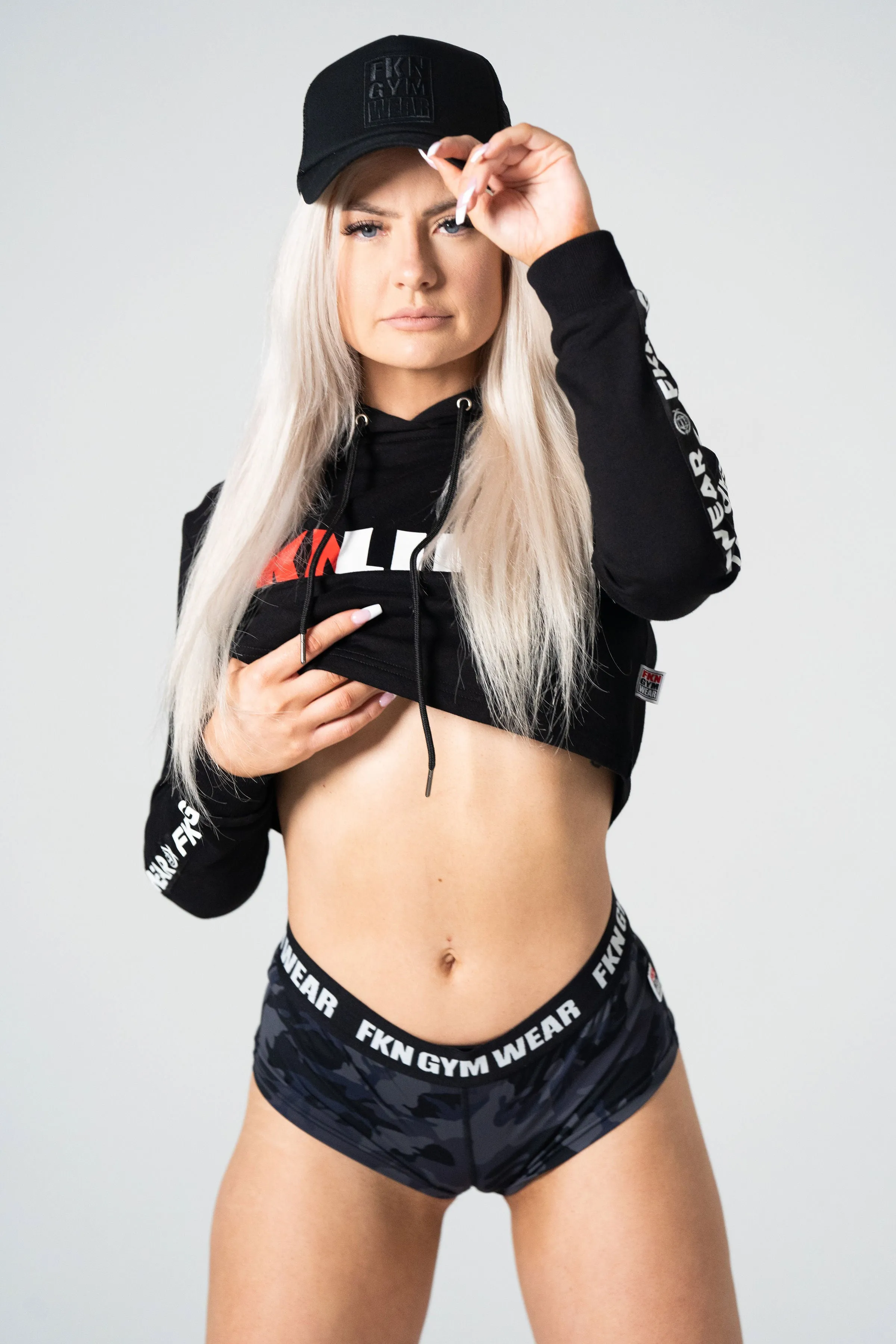 FKNLIFT | Women's Cropped Gym Hoodie | Black