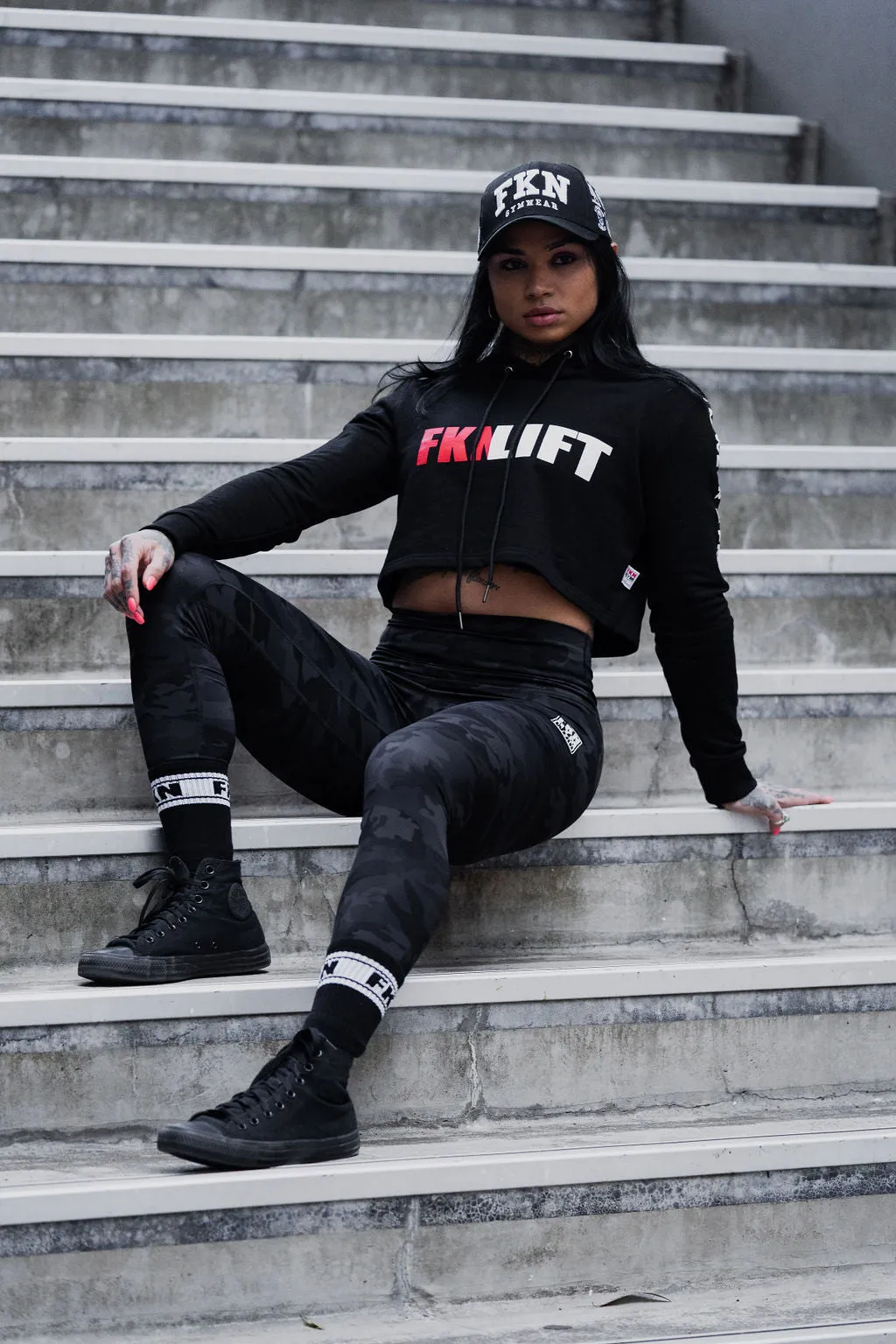 FKNLIFT | Women's Cropped Gym Hoodie | Black