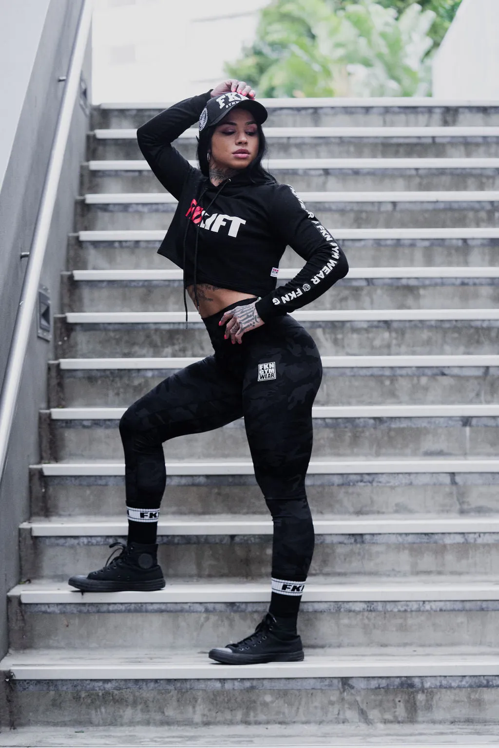 FKNLIFT | Women's Cropped Gym Hoodie | Black