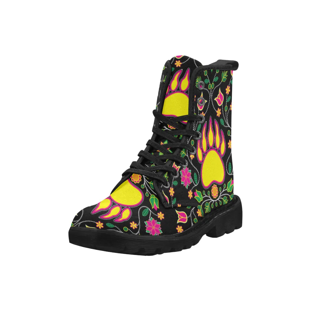 Floral Bearpaw Boots for Women (Black)