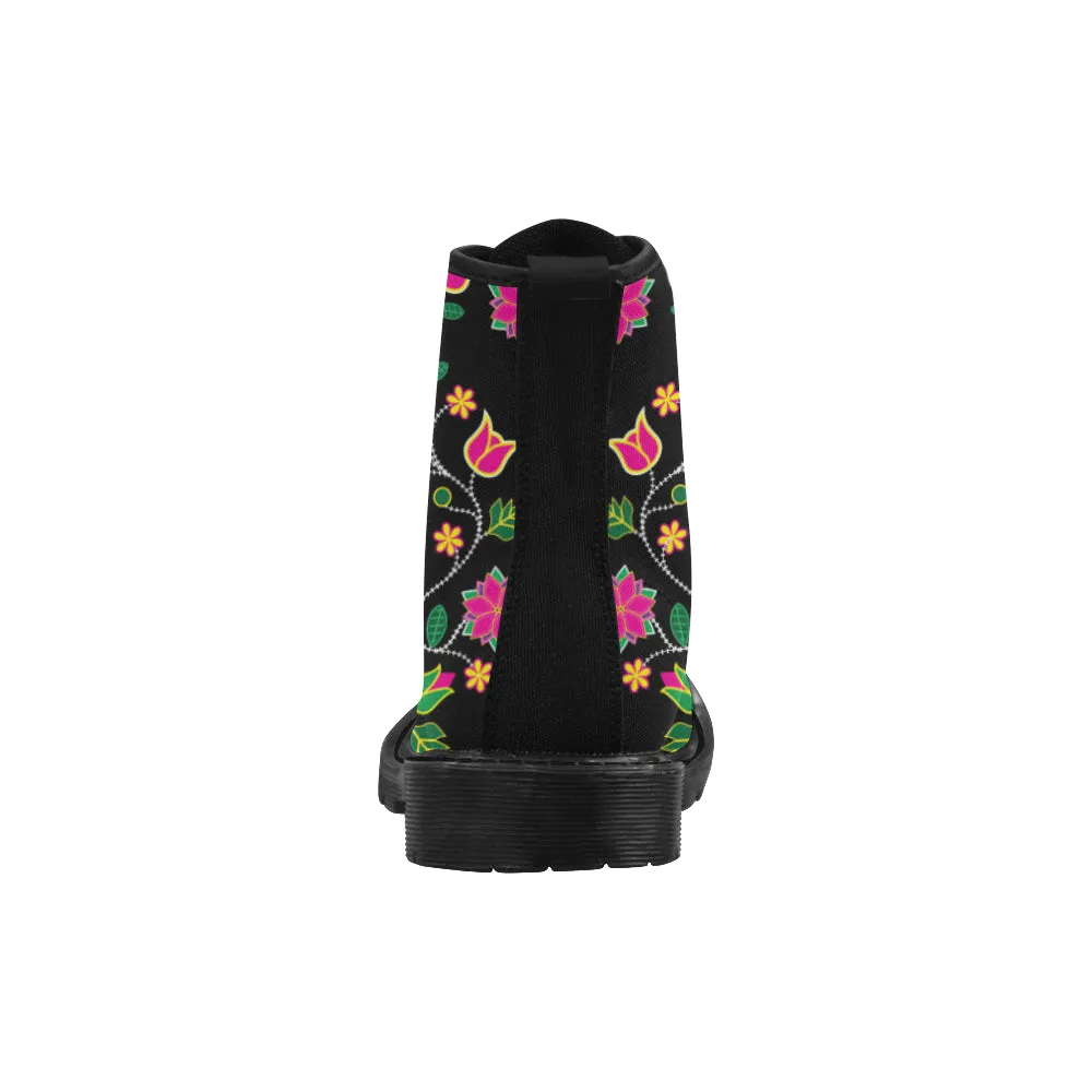 Floral Bearpaw Boots for Women (Black)