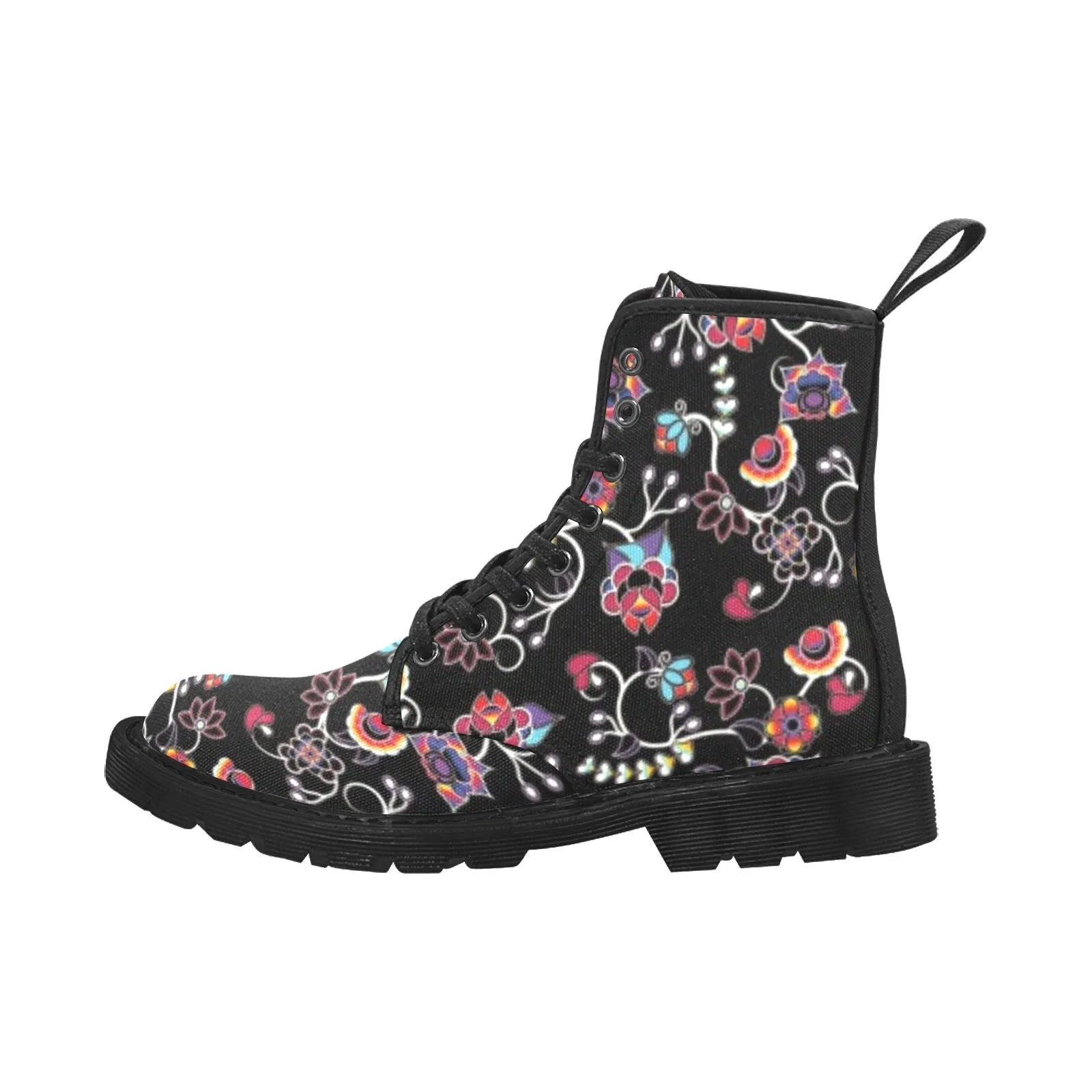 Floral Danseur Boots for Women (Black)