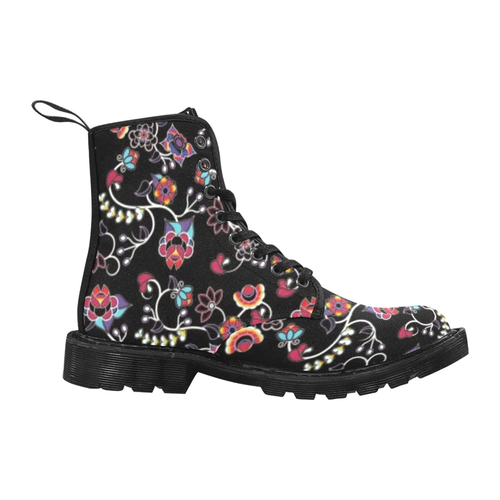 Floral Danseur Boots for Women (Black)