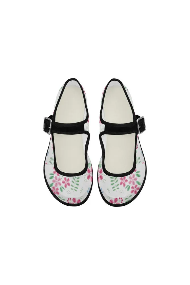 Floral Faux Stitch-work Mila Satin Women's Mary Jane Shoes