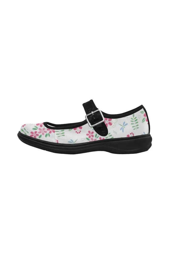 Floral Faux Stitch-work Mila Satin Women's Mary Jane Shoes