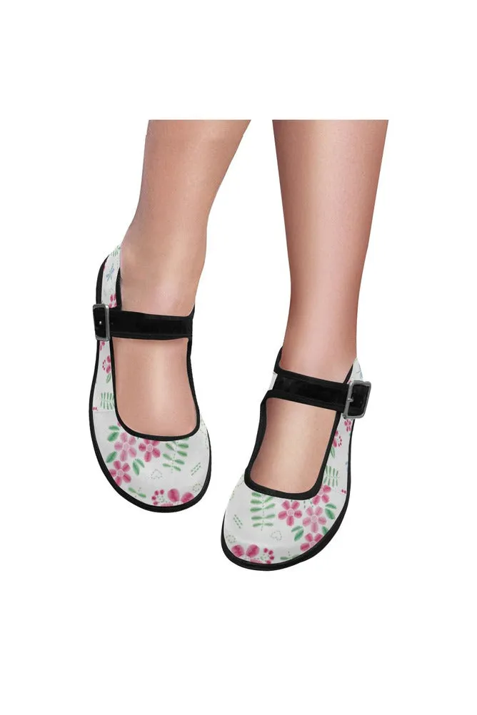 Floral Faux Stitch-work Mila Satin Women's Mary Jane Shoes