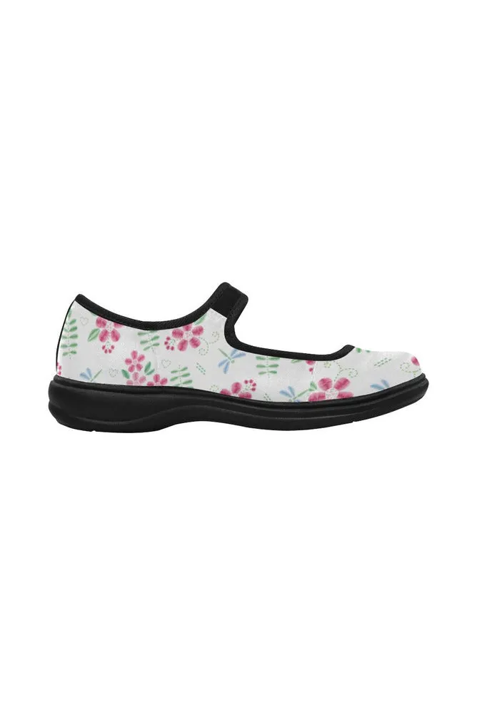 Floral Faux Stitch-work Mila Satin Women's Mary Jane Shoes