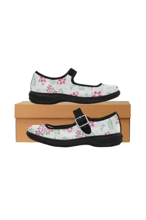 Floral Faux Stitch-work Mila Satin Women's Mary Jane Shoes