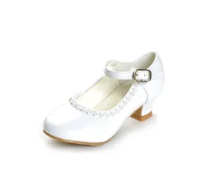 Flower Girls Rhinestone Detailed Patent Heel Shoes  GS-001