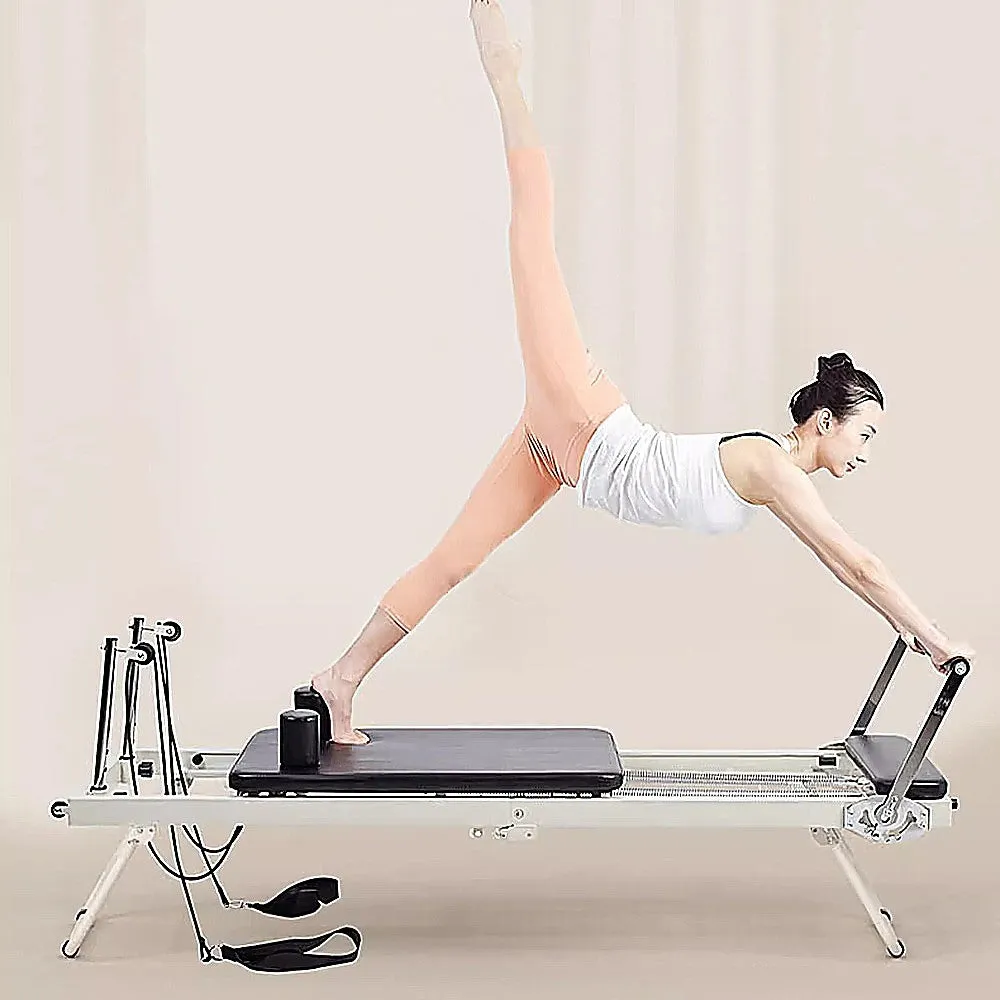 Foldable Pilates Reformer with Aluminium Rail, 135kg Capacity