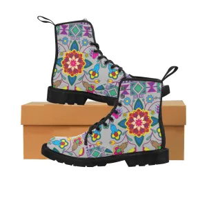 Geometric Floral Winter-Gray Boots for Women (Black)