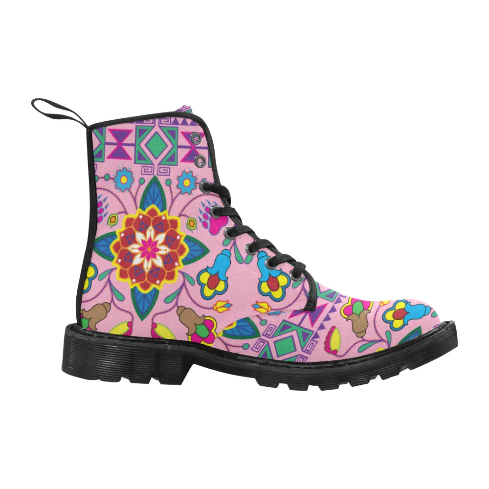 Geometric Floral Winter-Sunset Boots for Women (Black)