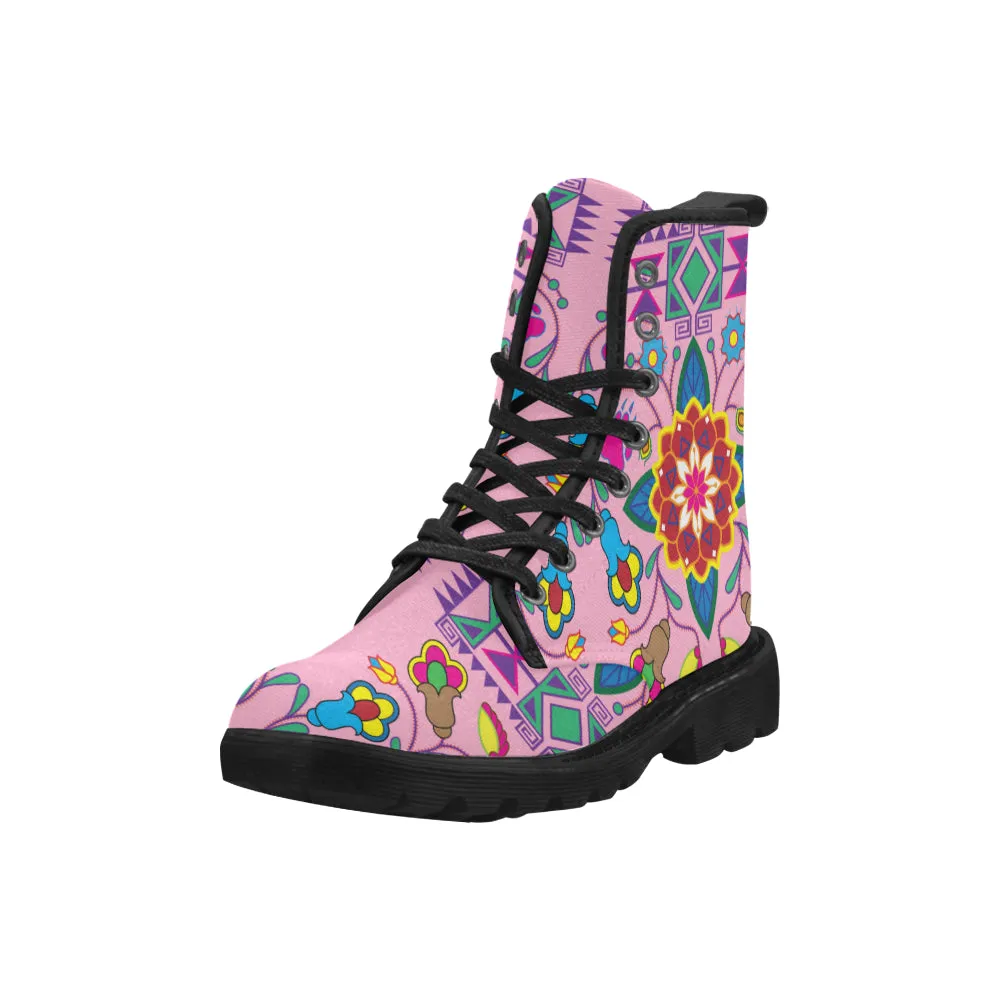 Geometric Floral Winter-Sunset Boots for Women (Black)