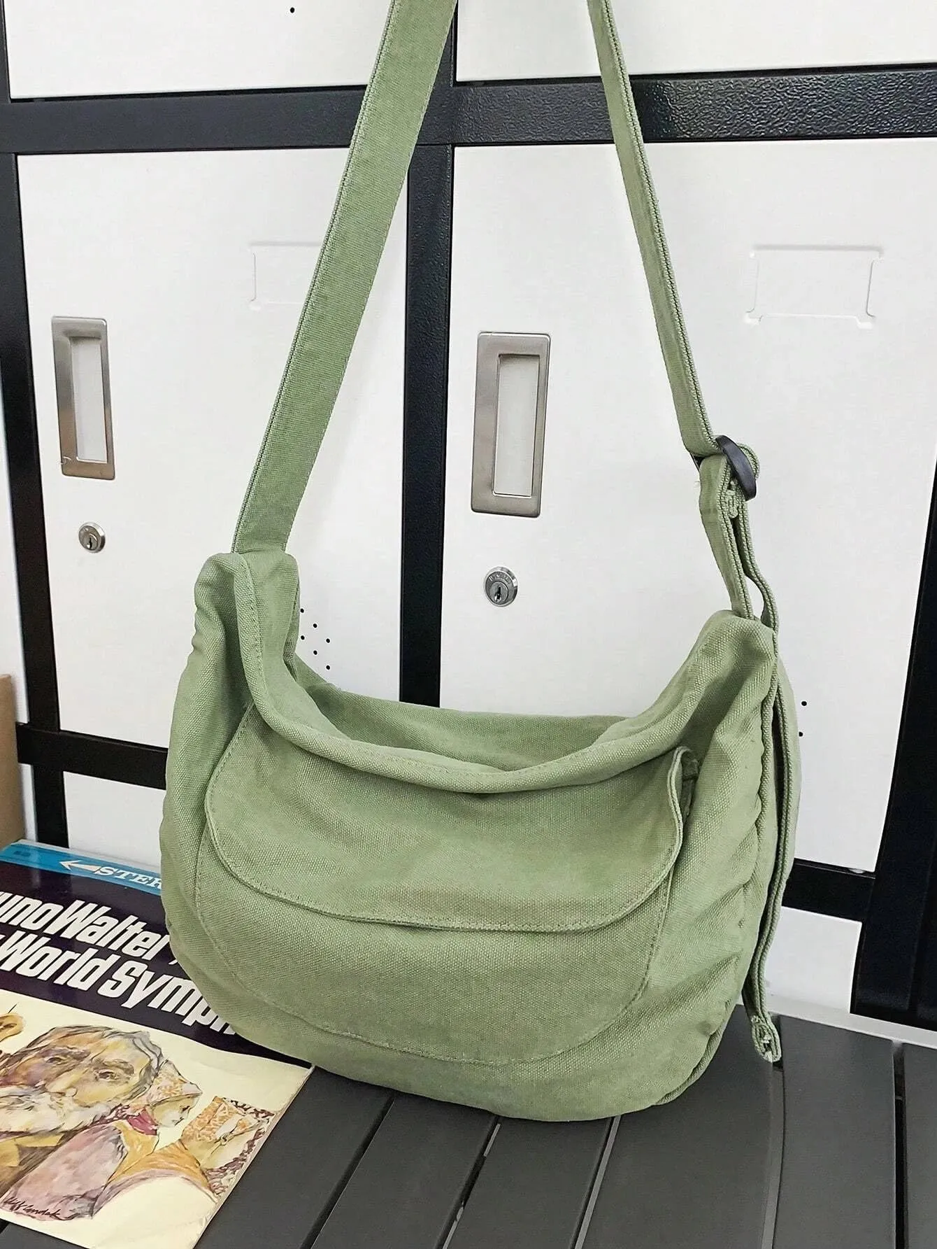 Glowic Unisex Green Hobo|Side Collage Bag(WBAG-89)