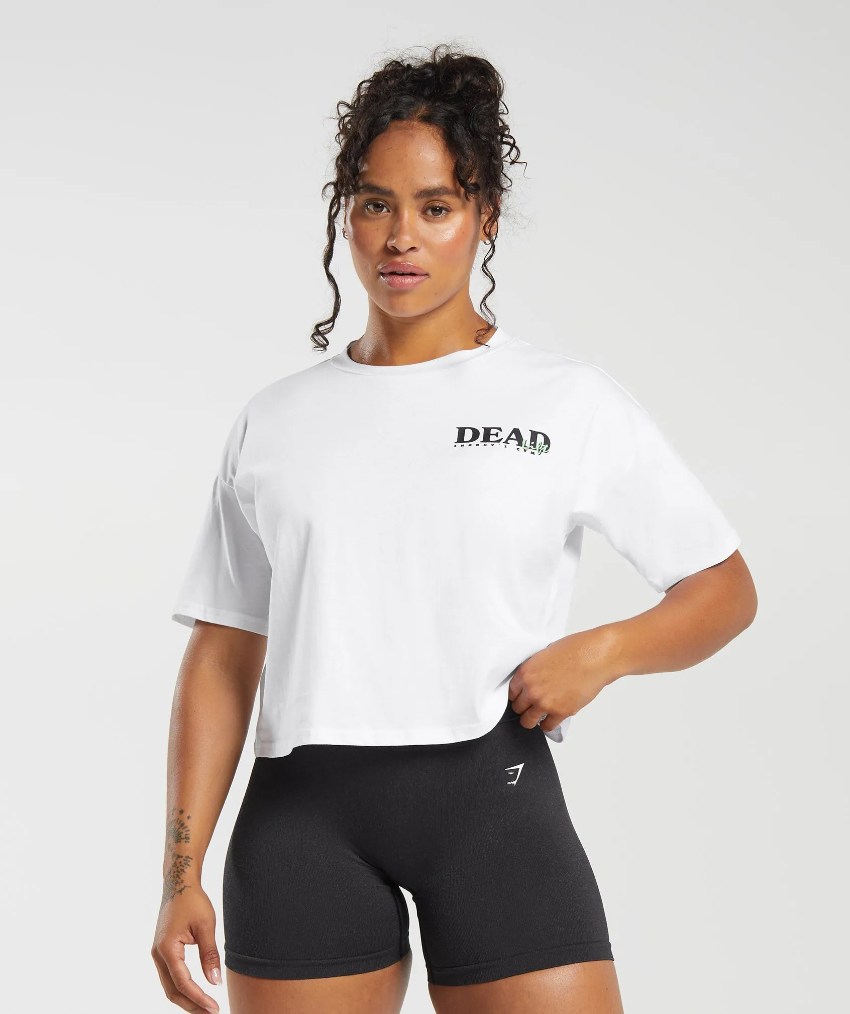 Gymshark Dead Lift Midi Tee - White