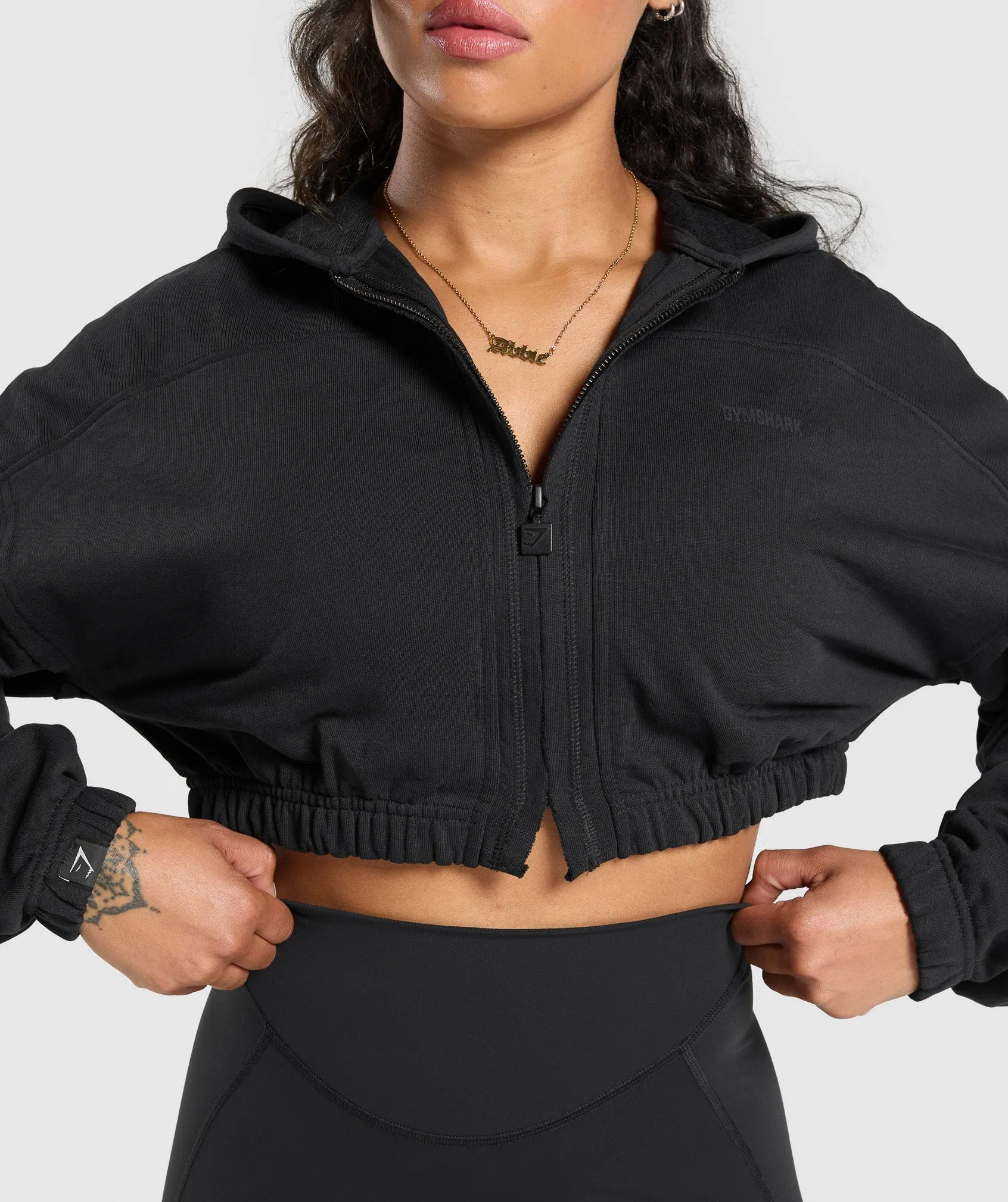 Gymshark Superset Crop Zip Hoodie - Black