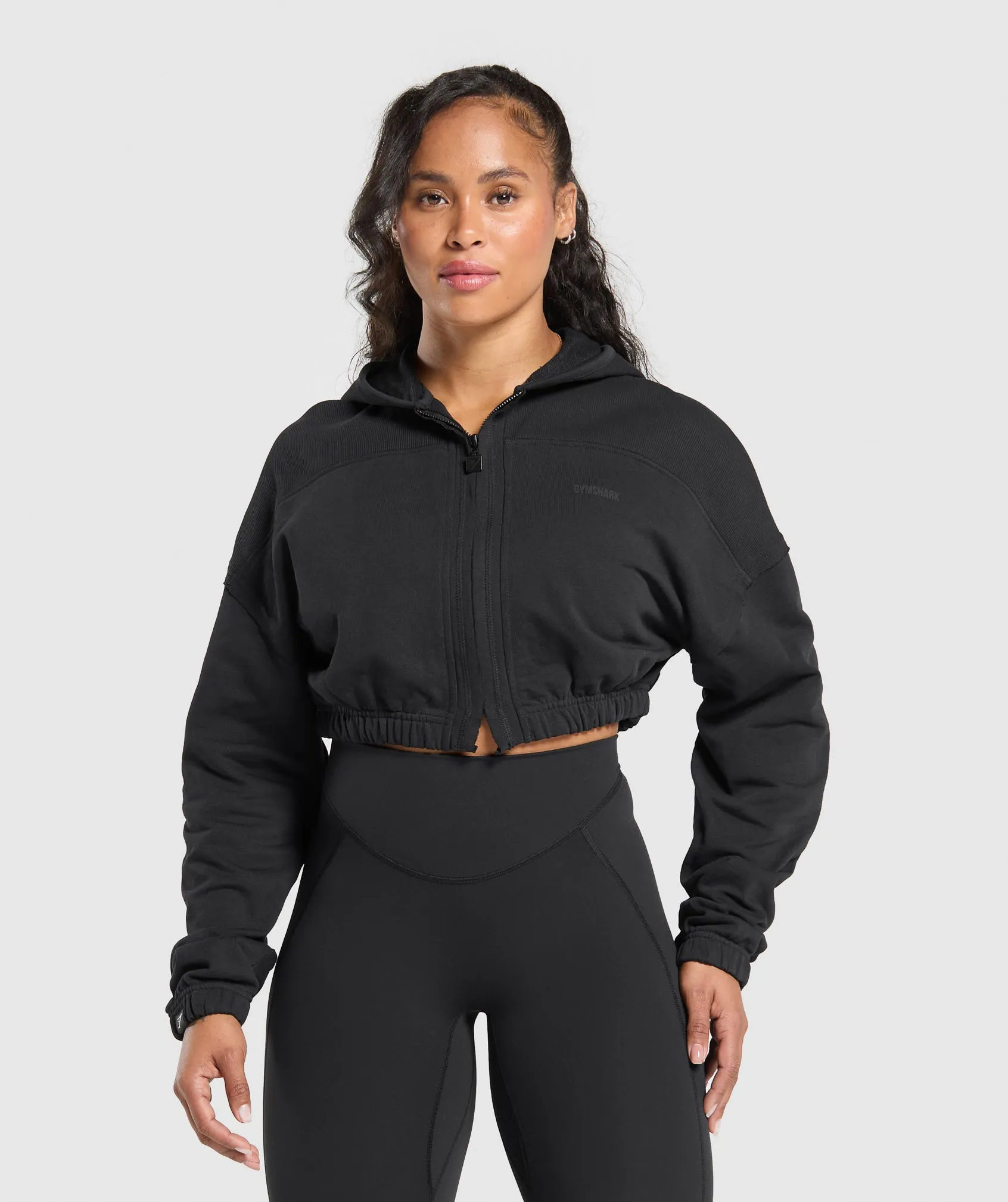 Gymshark Superset Crop Zip Hoodie - Black